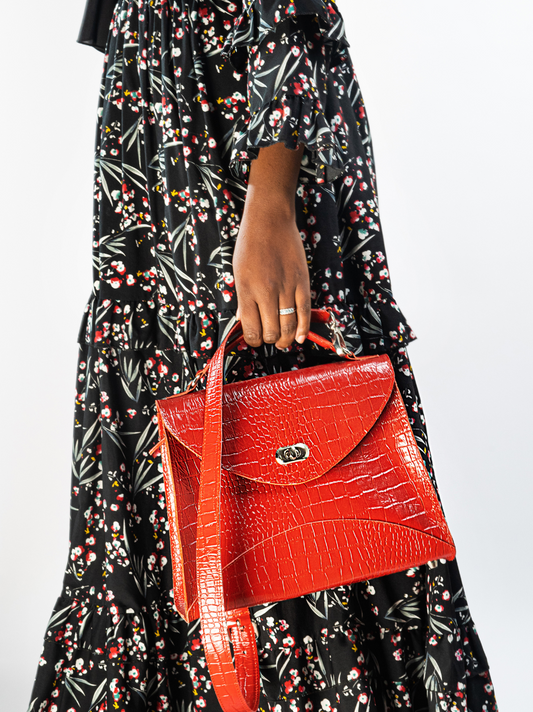 Red Croc-embossed Bag