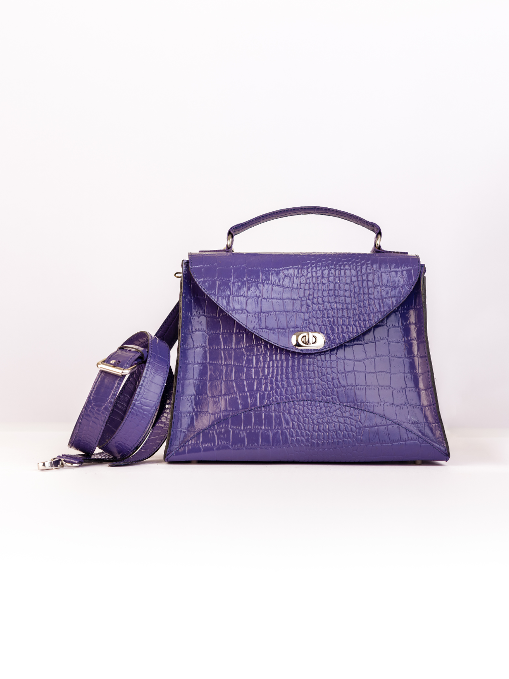 Purple Croc-embossed Bag