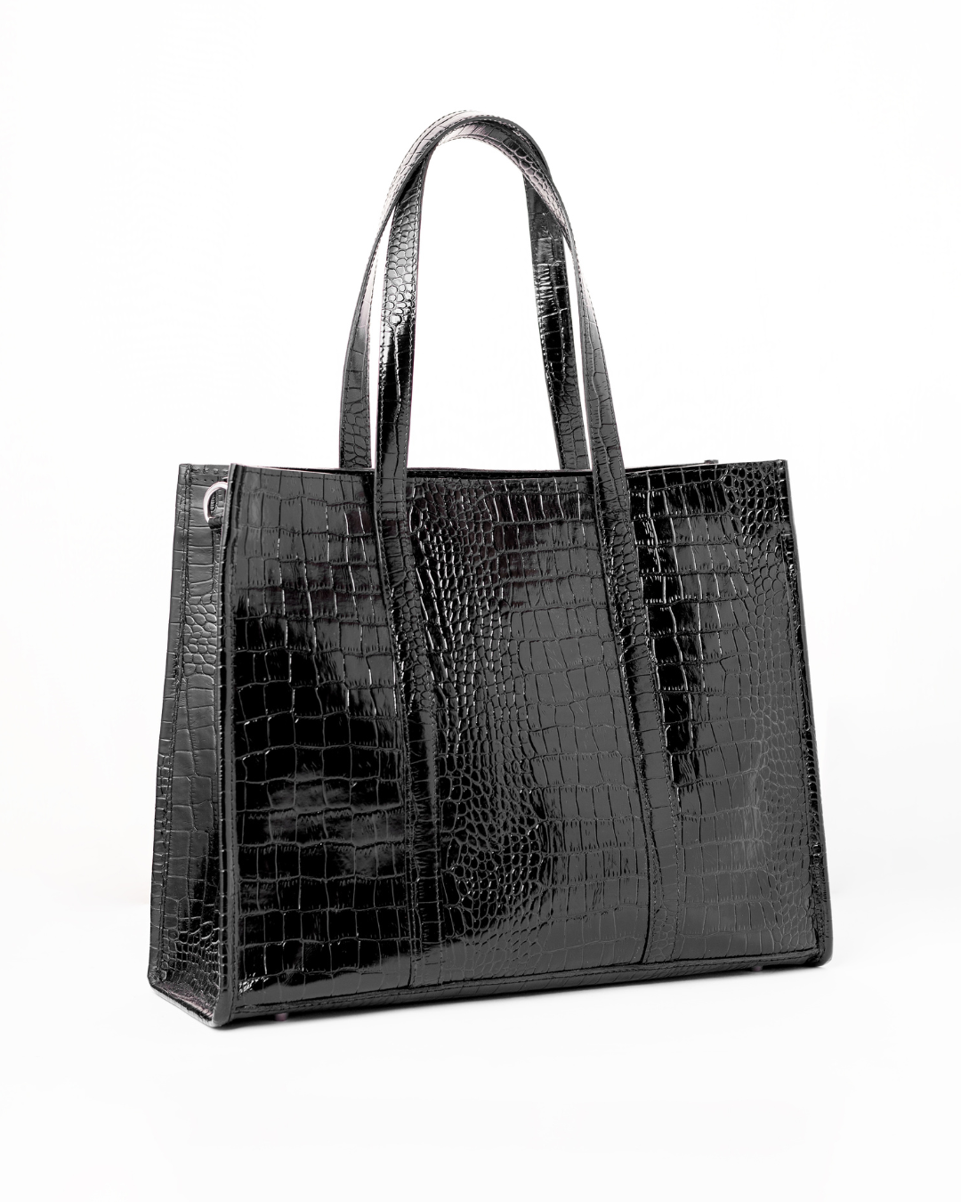 Black Croc Print Tote