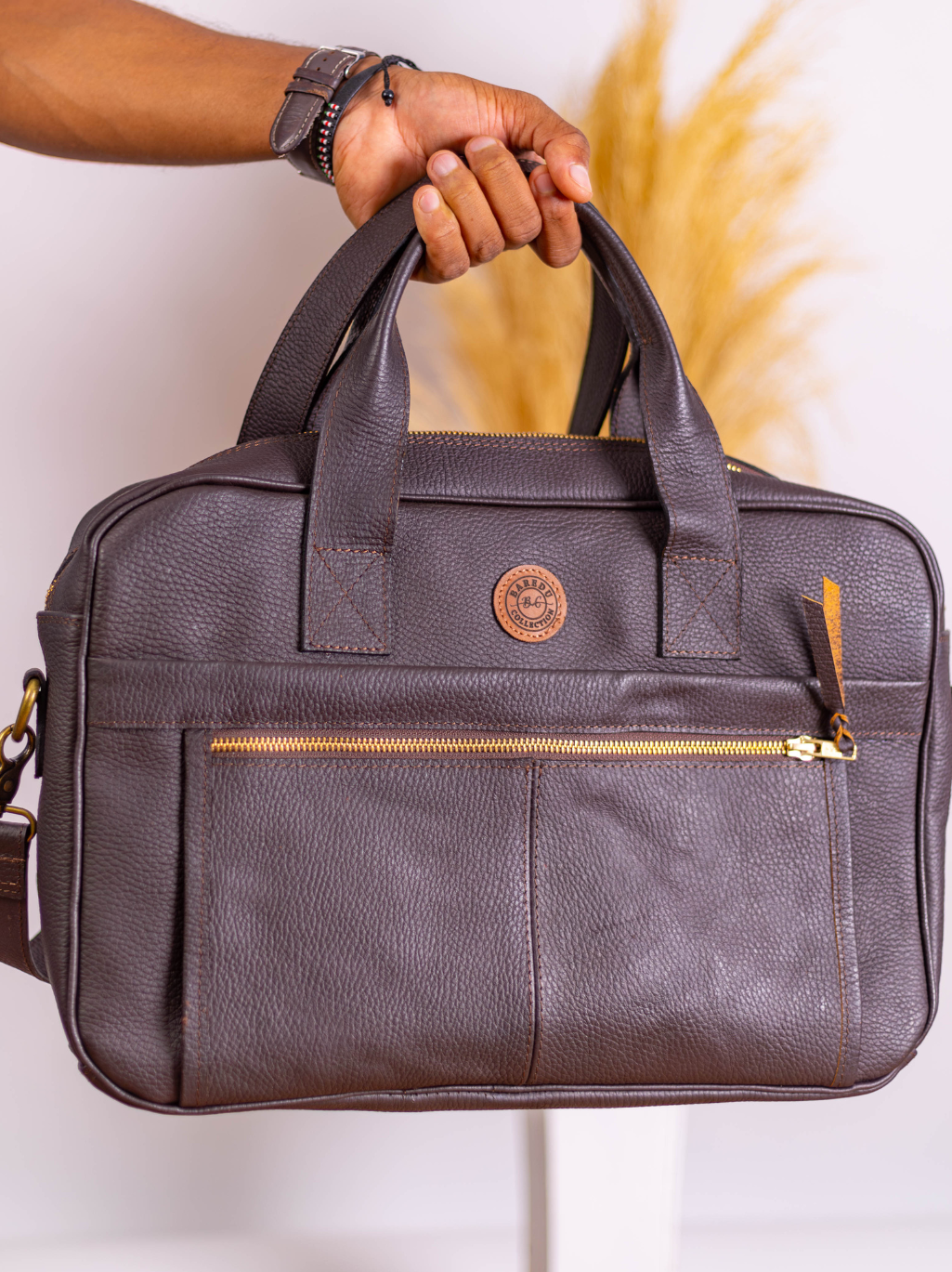 Mocca Leather Laptop Bag