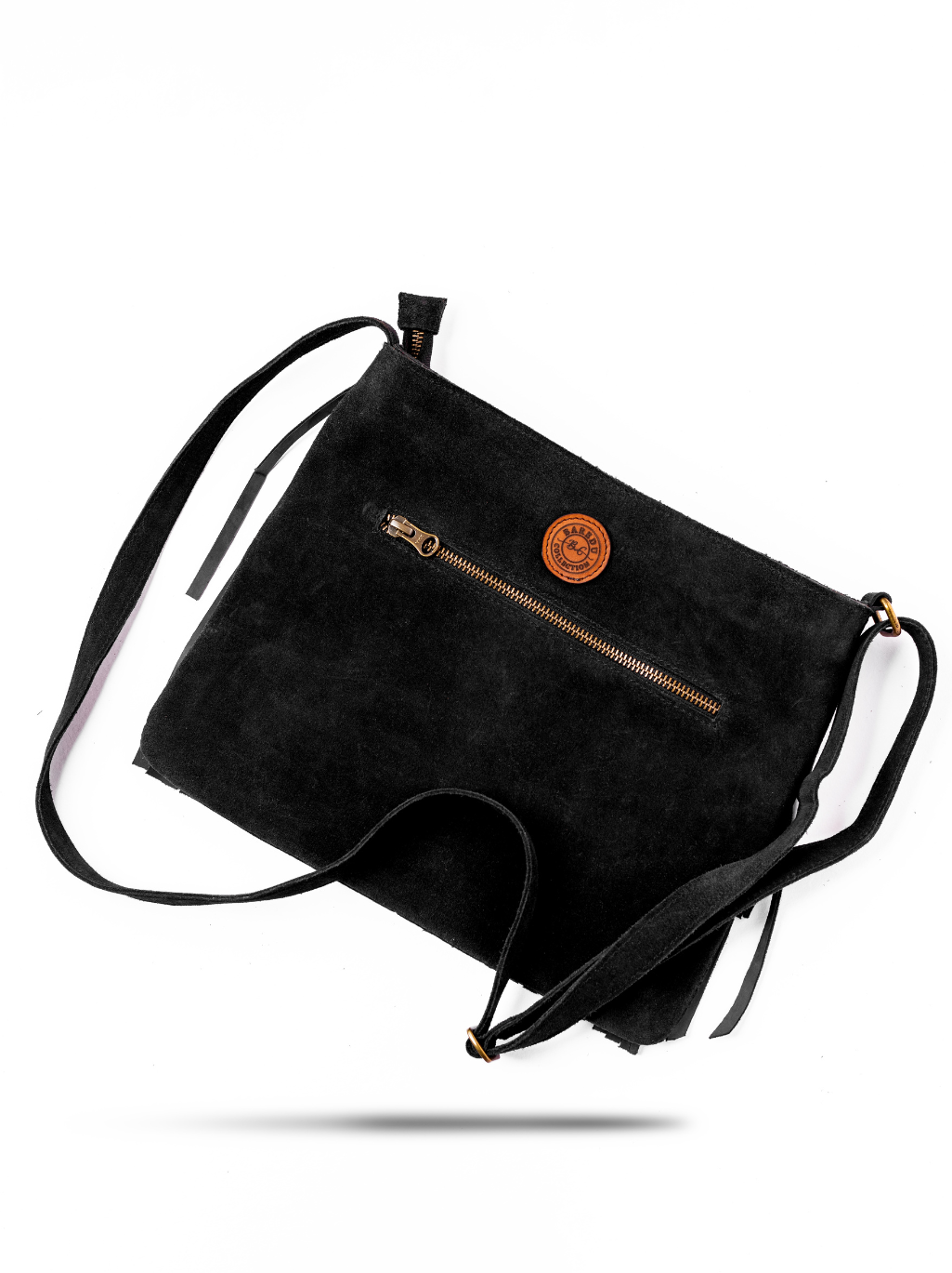 Black Suede Fringe Bag