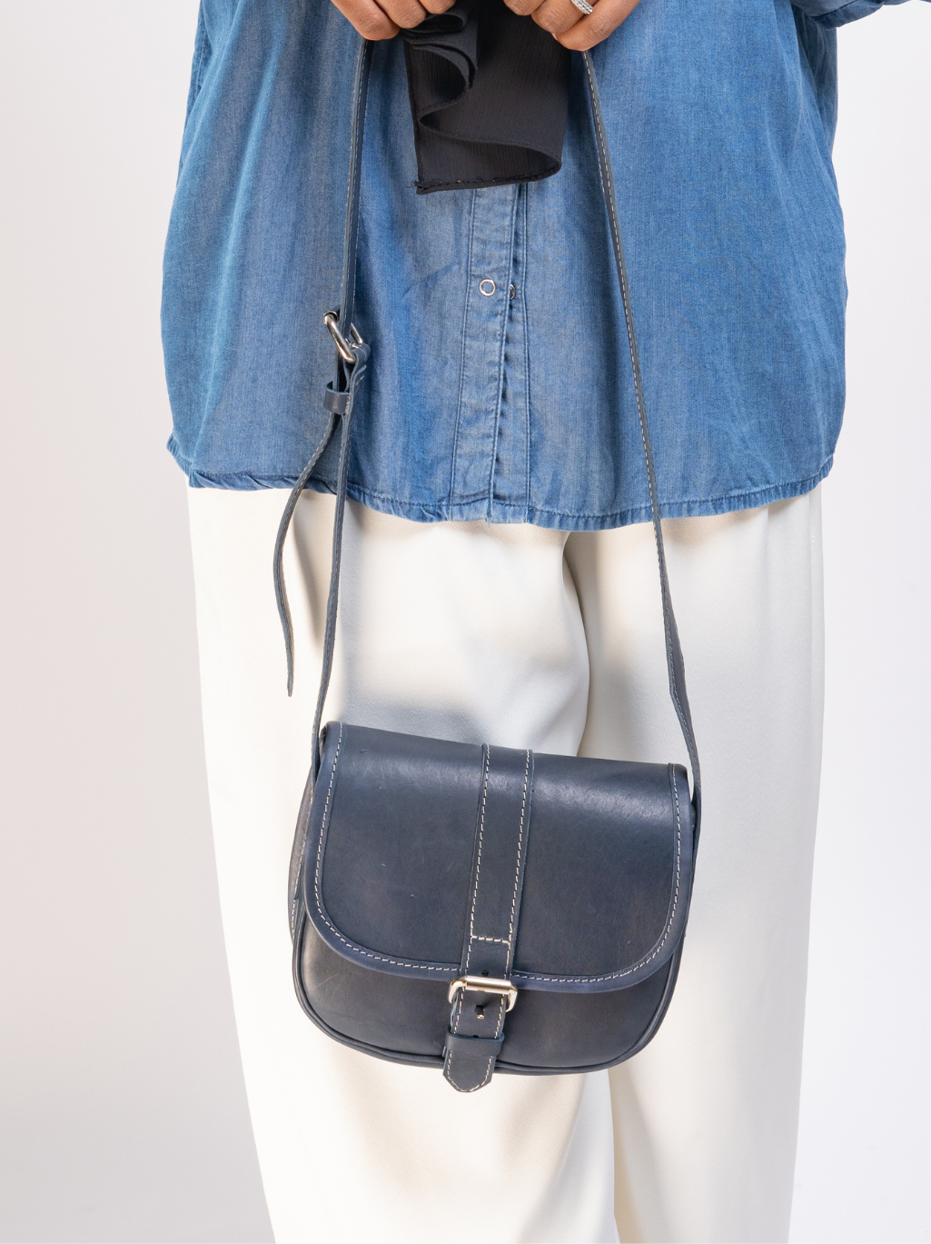 Navy Blue Minimalist Sling Bag