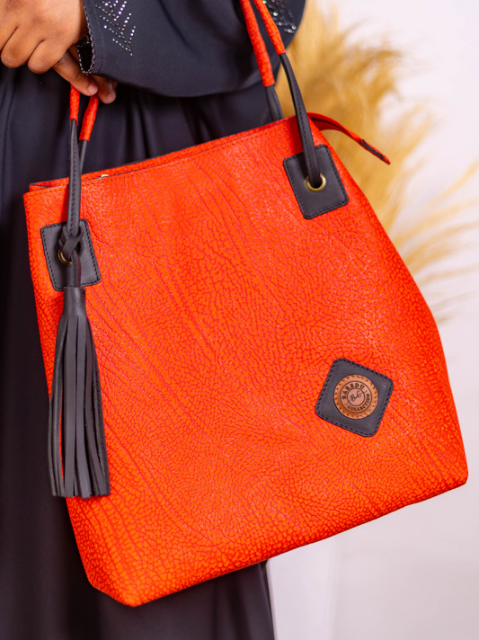 Coral Red Tassel Tote