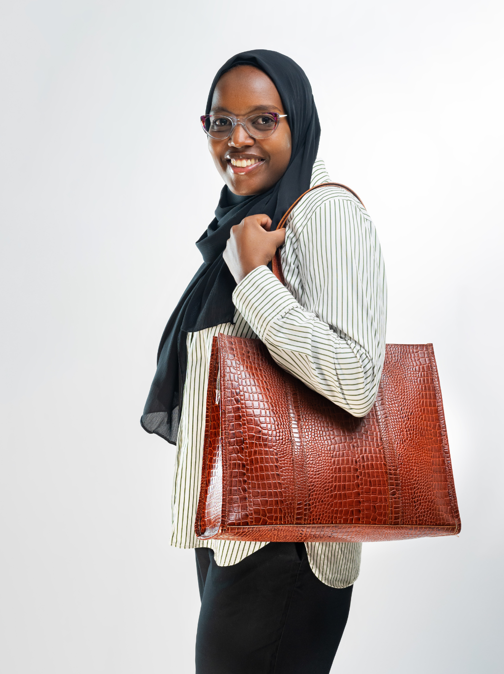 Brown Croc Print Tote