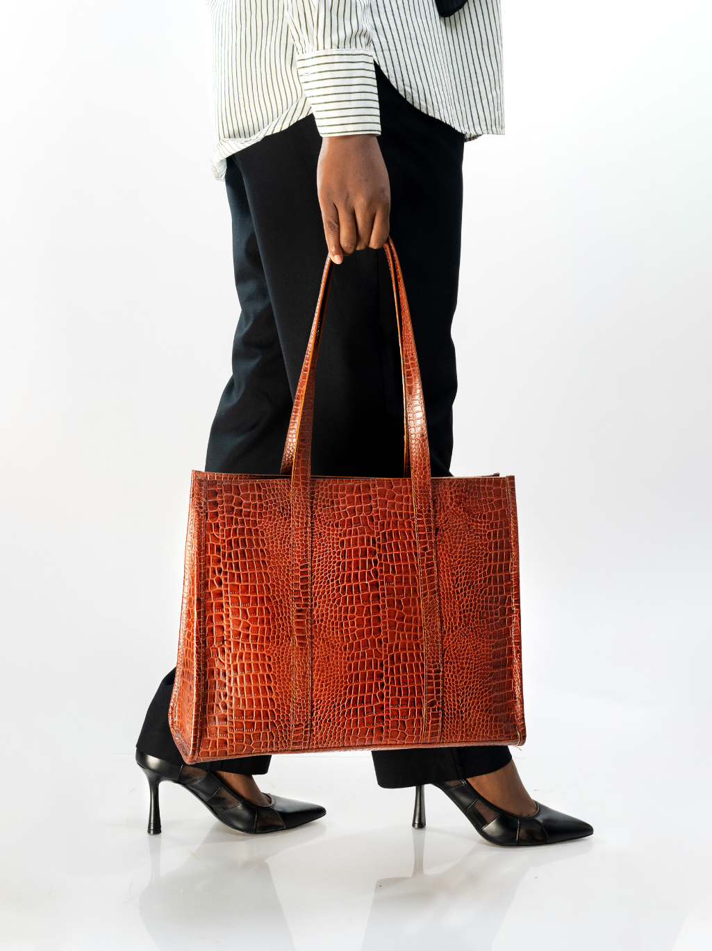 Brown Croc Print Tote