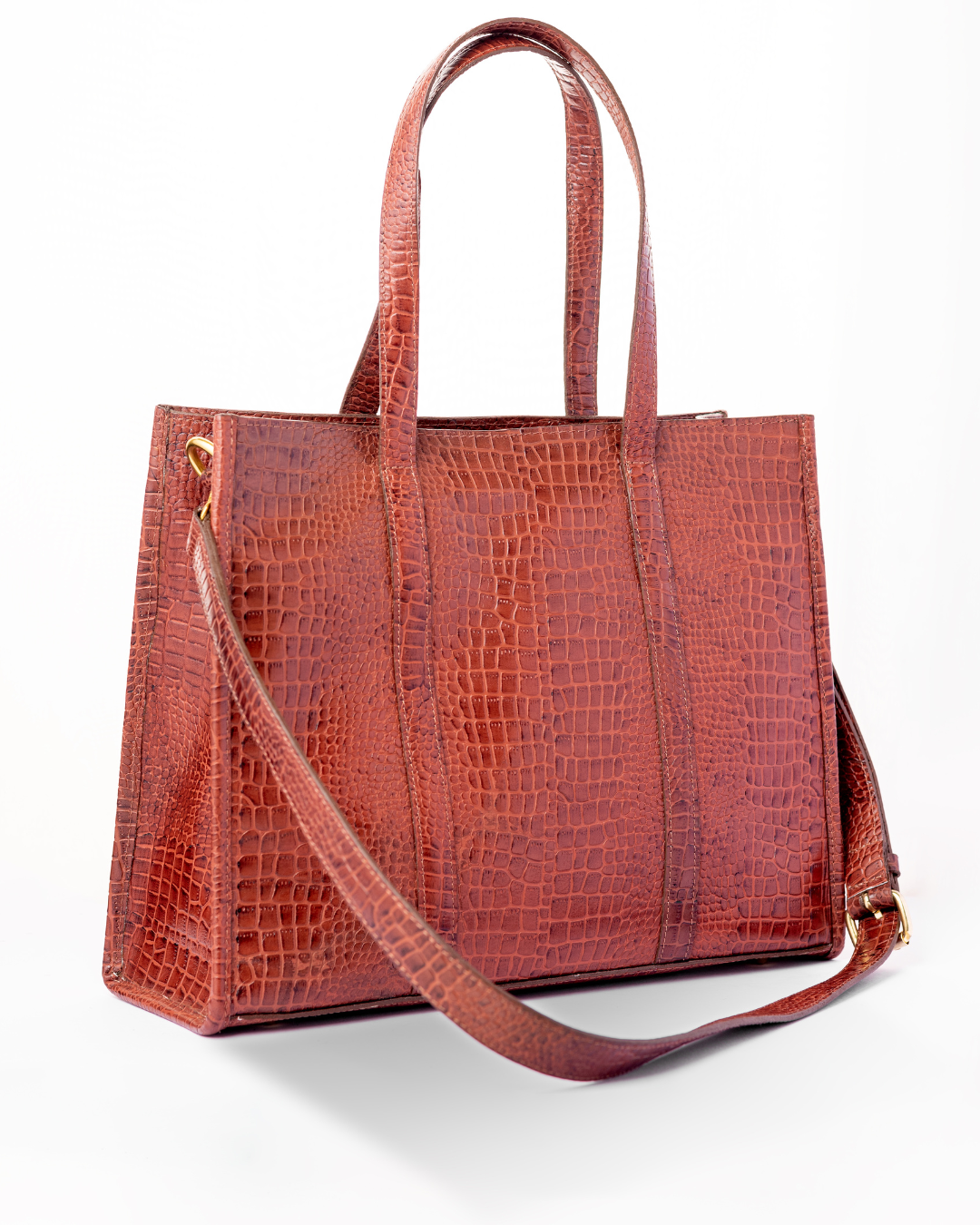 Brown Croc Print Tote